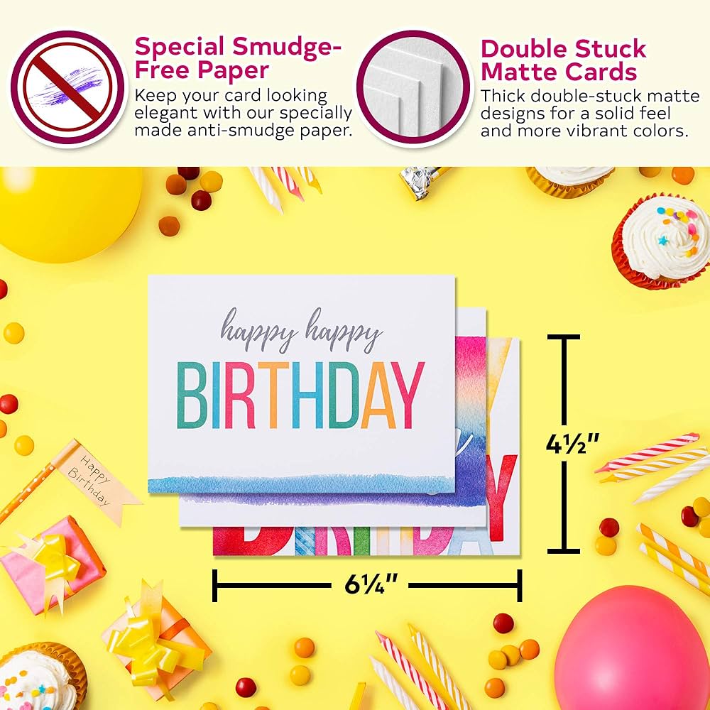 Amazon | Spark Ink Happy Birthdayカード詰め合わせ 封筒付き